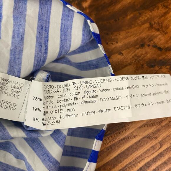 Zara Women's Blue White Striped Off the Shoulder Top Size Small Coastal Minimal - Picture 10 of 10